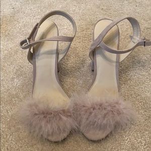 Nude furry heels Charlotte Russe